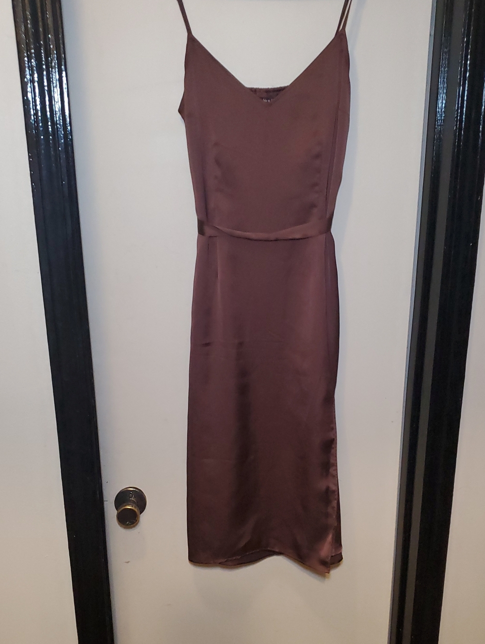 Abercrombie & Fitch Brown Satin Slip Dress With Belt